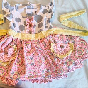 12 Mo Counting Daisies Floral Frilly Spring Dress + Cover